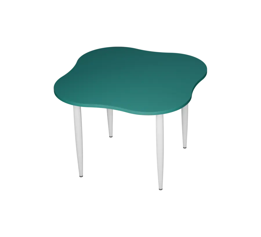 PLAYFORM 225 modulární hravé stoly, výška 750 mm, kovová podnož bílá, deska 25 mm, jezerní modrá